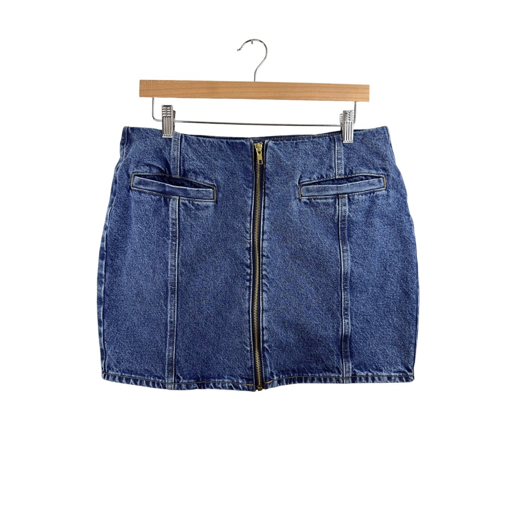 Old Navy Womens Denim Skirt Mid Rise‎ Zip Front Blue Size 10 Boho Beach Festival